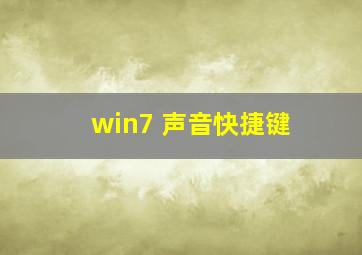 win7 声音快捷键